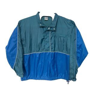 Vintage 1990’s Cheetah Sport Wind Breaker Color Block Snap Collar Qtr Zip XL‎